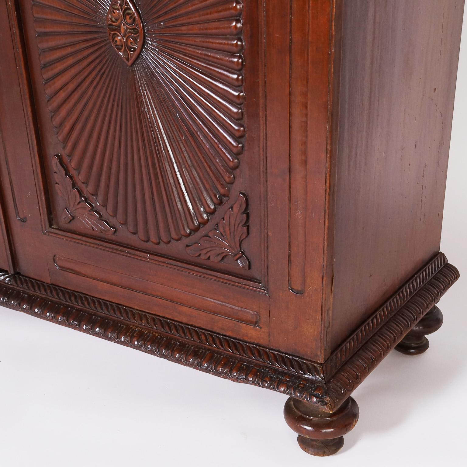Antique Indo Portuguese Carved Teakwood Cabinet 1