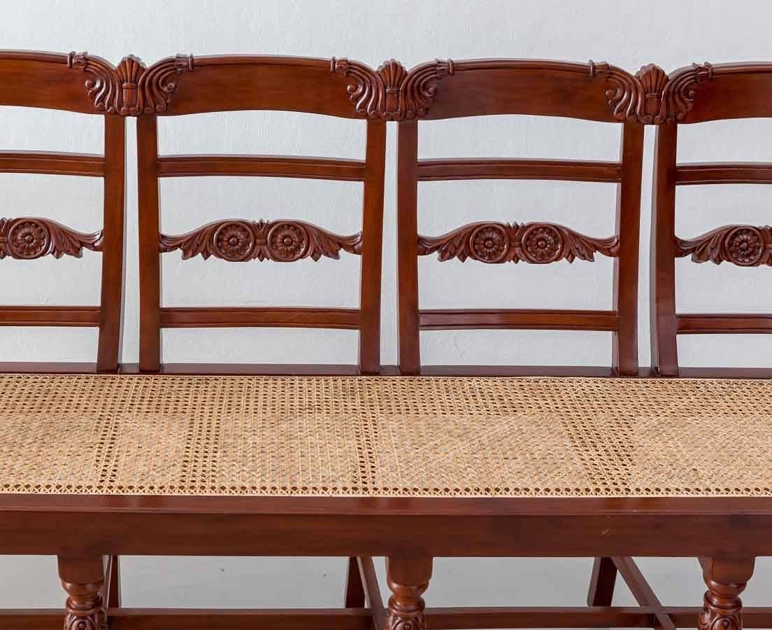 Hand-Carved Antique Indo-Portuguese or Portuguese Colonial Mahogany Settee For Sale