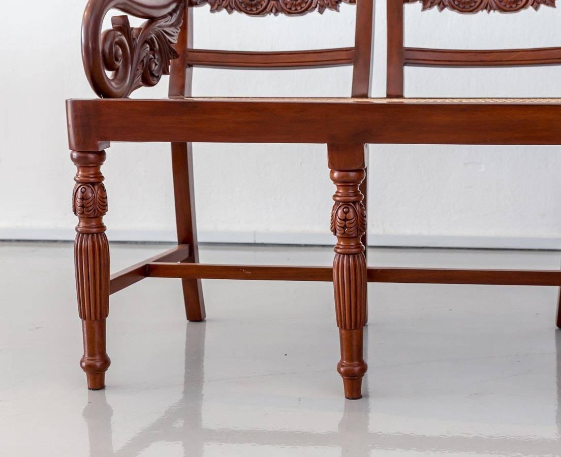 Antique Indo-Portuguese or Portuguese Colonial Mahogany Settee In Good Condition For Sale In Singapore, SG
