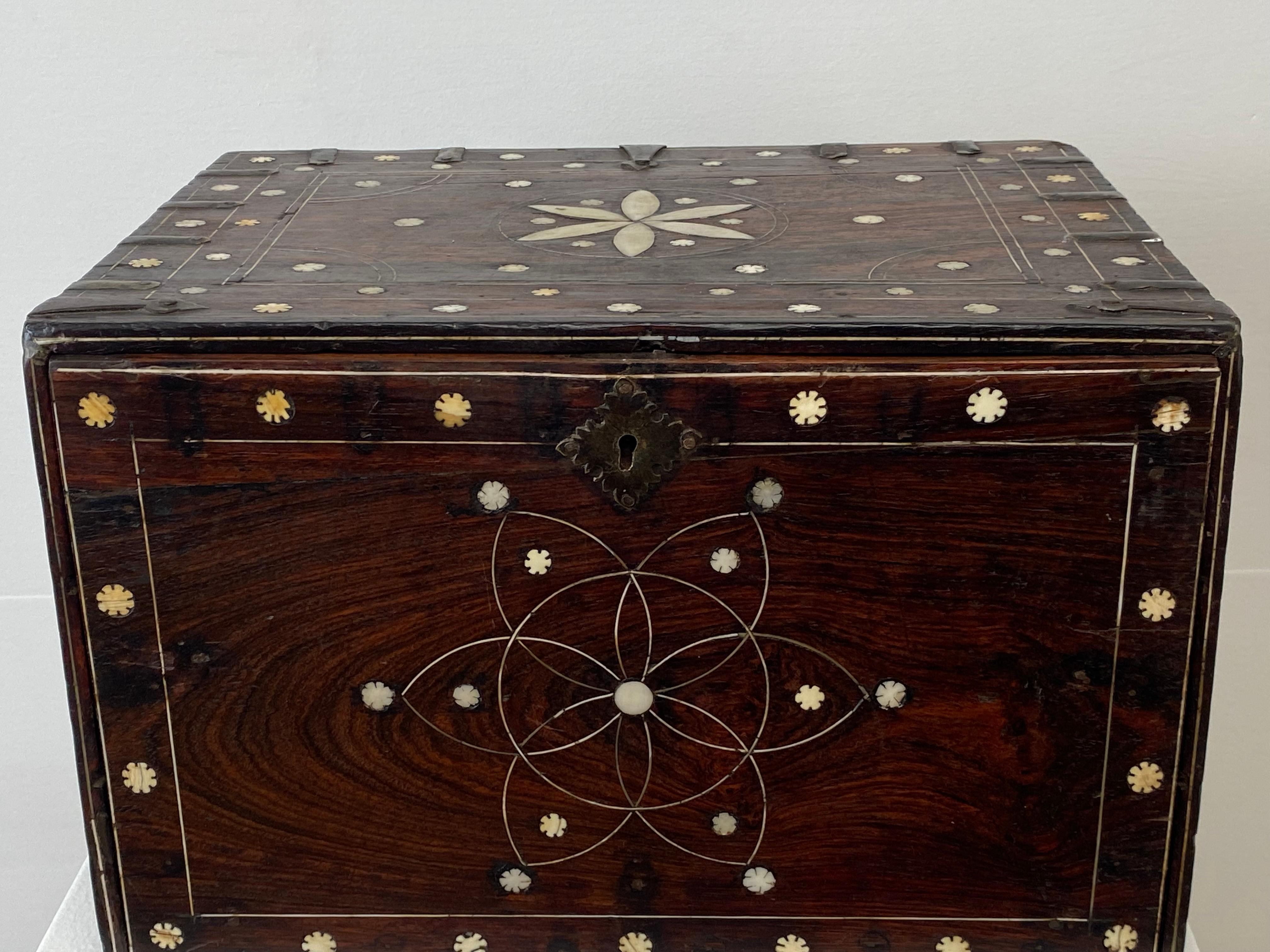Patinated Antique Indo-Portuguese Table Cabinet For Sale