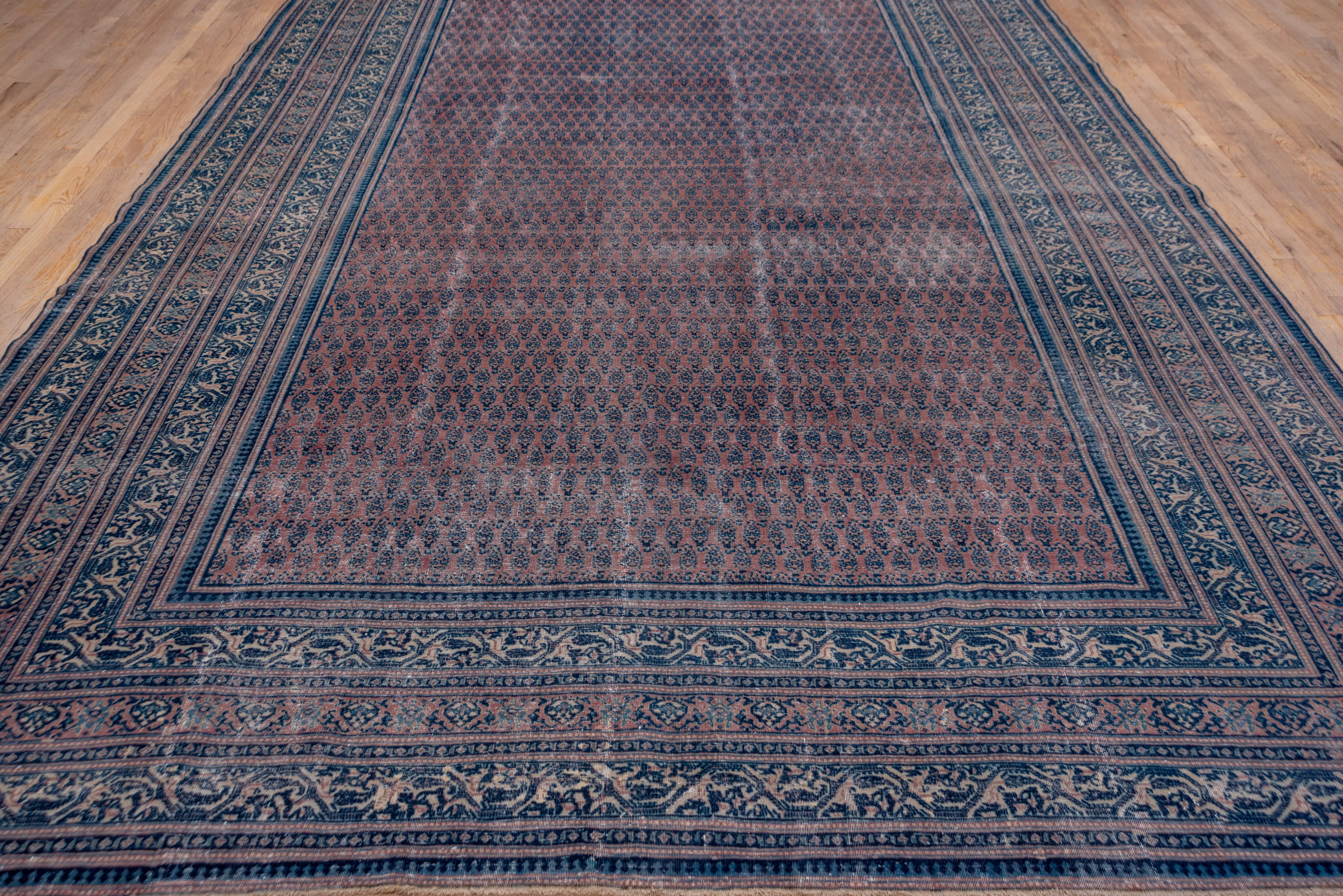 Hand-Knotted Antique Indo Tabriz Carpet For Sale