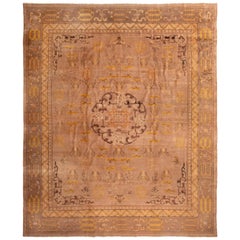 Antique Indochinese Eggplant and Gold Wool Rug with Butterflies