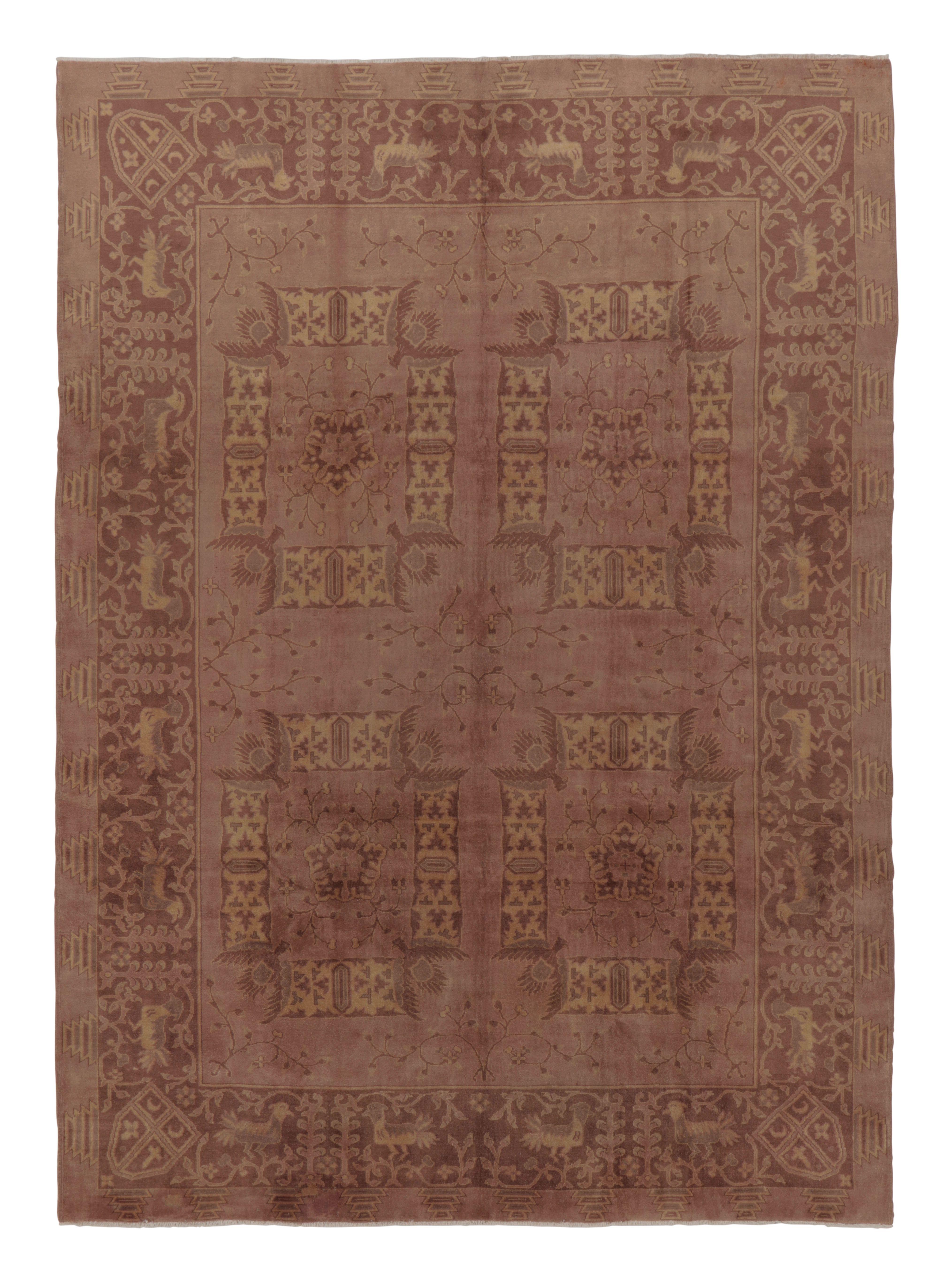 Antique Indochinese Samarkand Rug, Mauve with Rare Pictorials - Rug 
Kilim For Sale