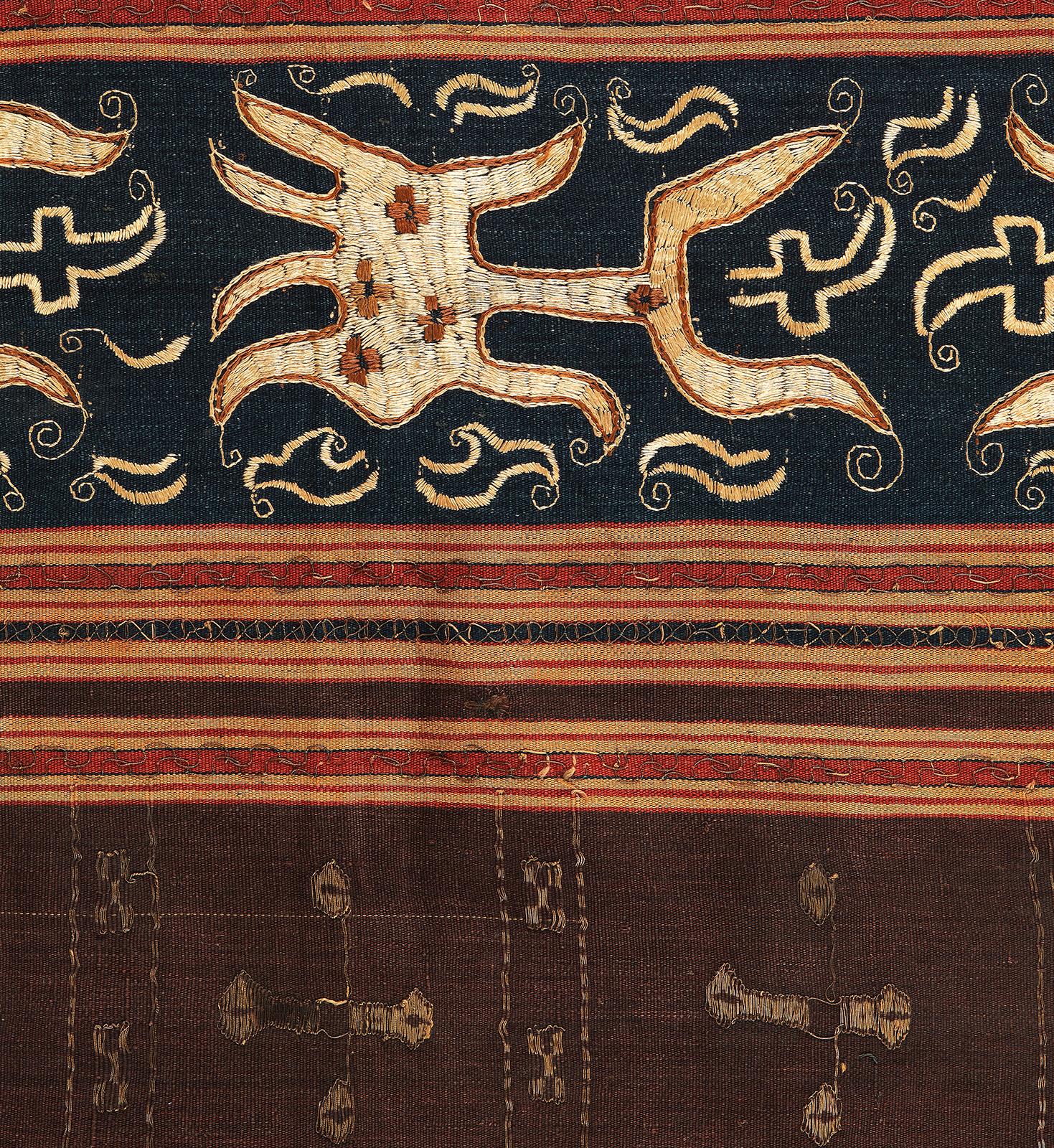 Tribal Textile cérémoniel indonésien ancien, peuple Lampung, Sumatra en vente