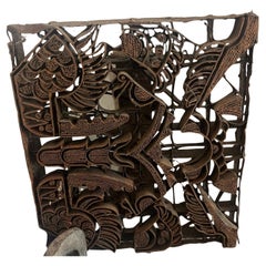 Antique Indonesian Copper Batik Printing Block Lombok Textile Wall Art