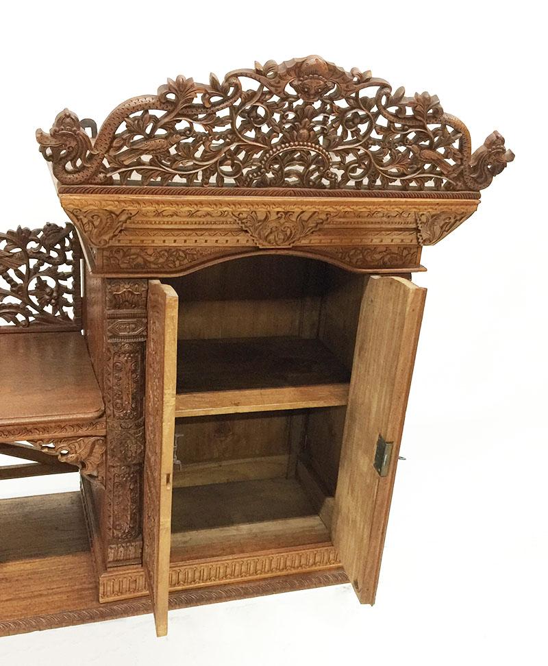 Antique Indonesian Hand Carved Wall Unit, Cabinet For Sale 5