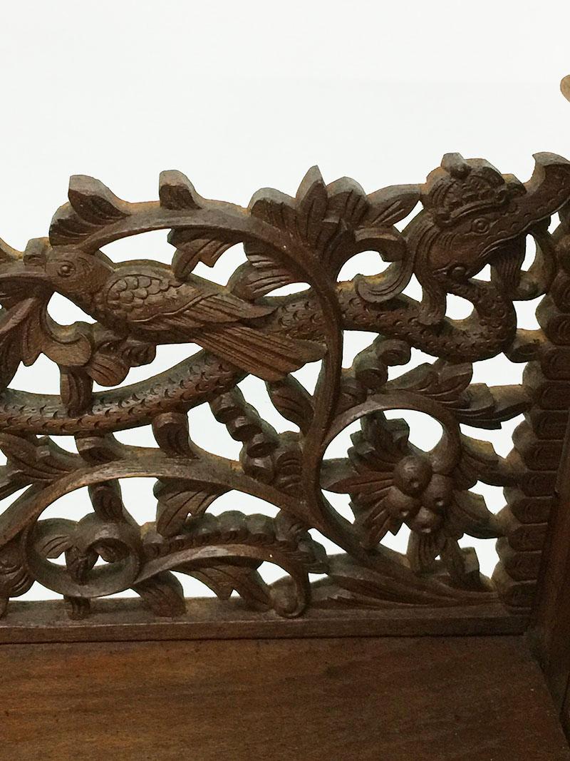 19th Century Antique Indonesian Hand Carved Wall Unit, Cabinet For Sale