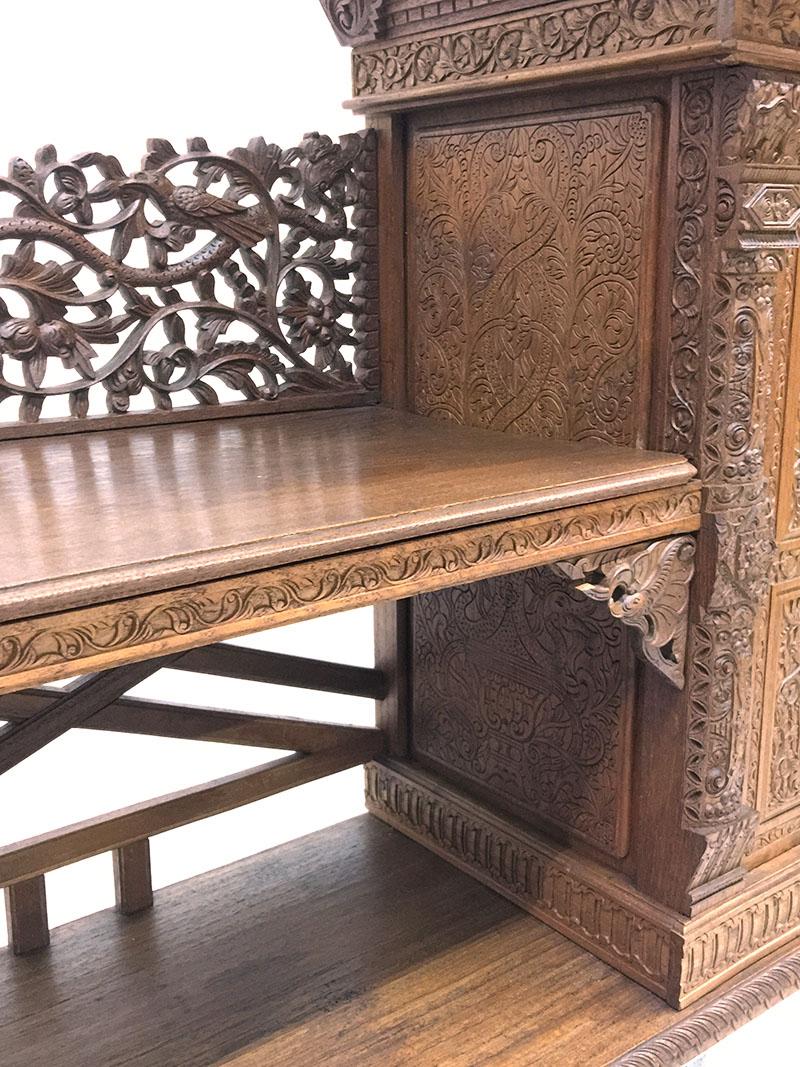 Antique Indonesian Hand Carved Wall Unit, Cabinet For Sale 1