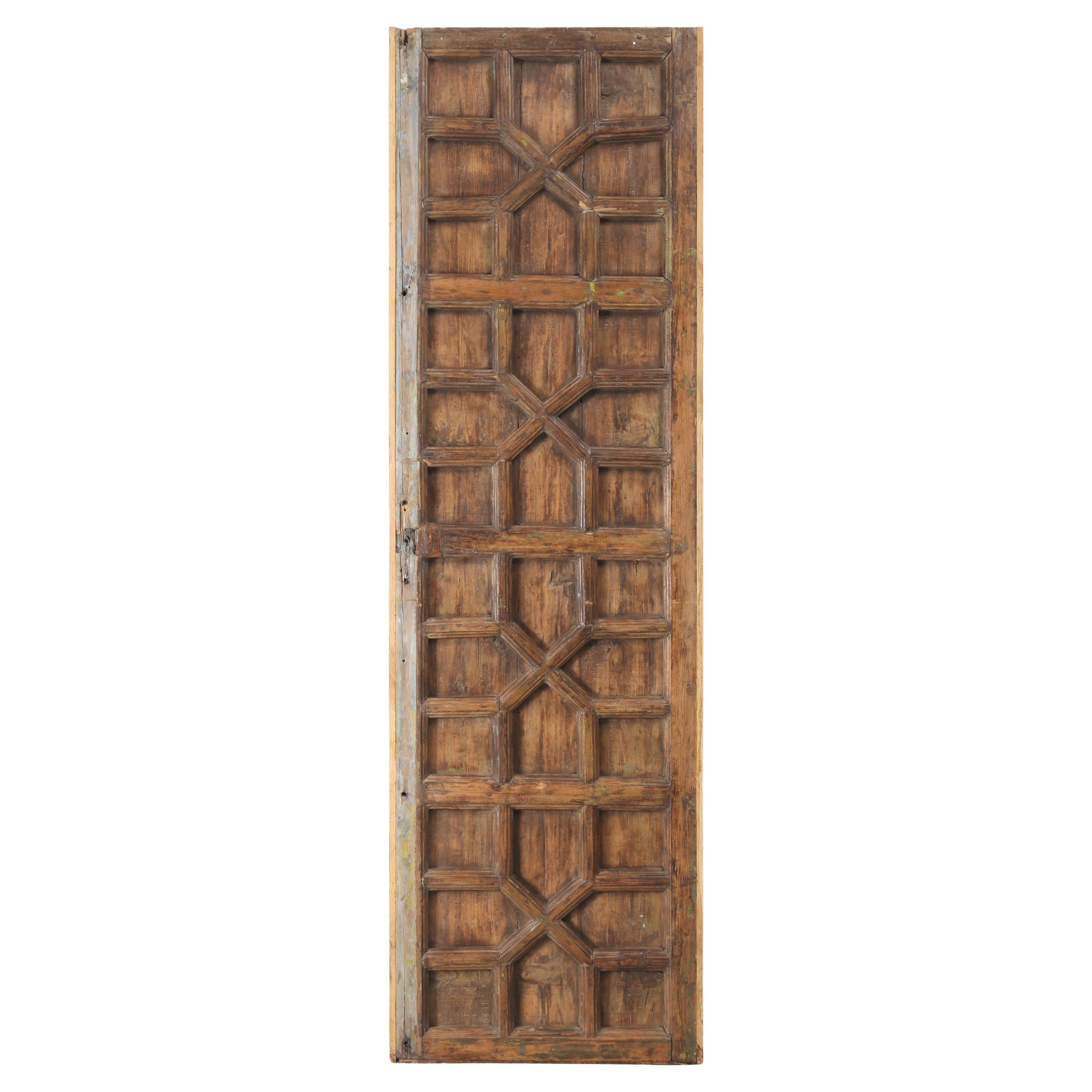 Ancienne porte à 4 panneaux en bois dur indonésien Peut être transformée en plateau de table ou en tête de lit