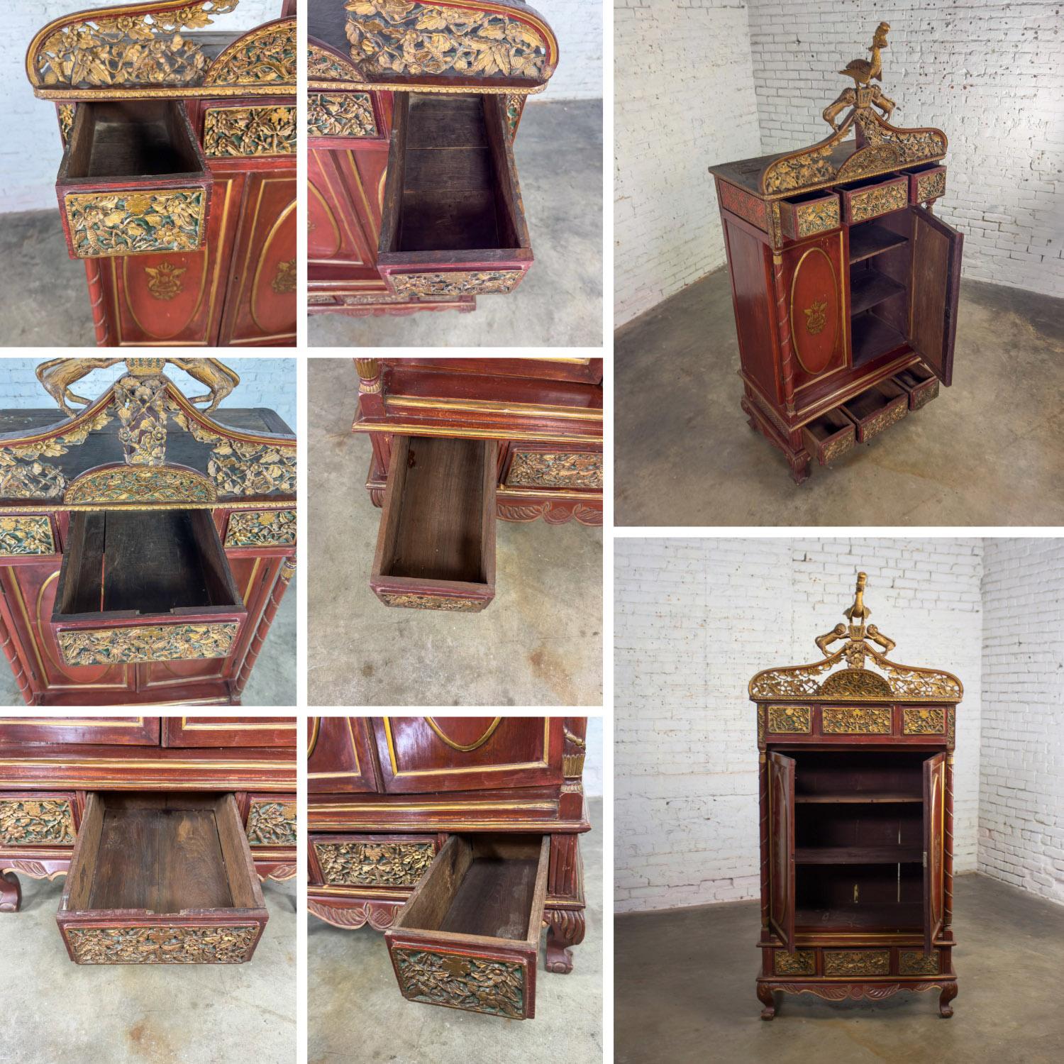Antiguo baúl de boda imperial indonesio Maduran o Jodang para novio en venta 10