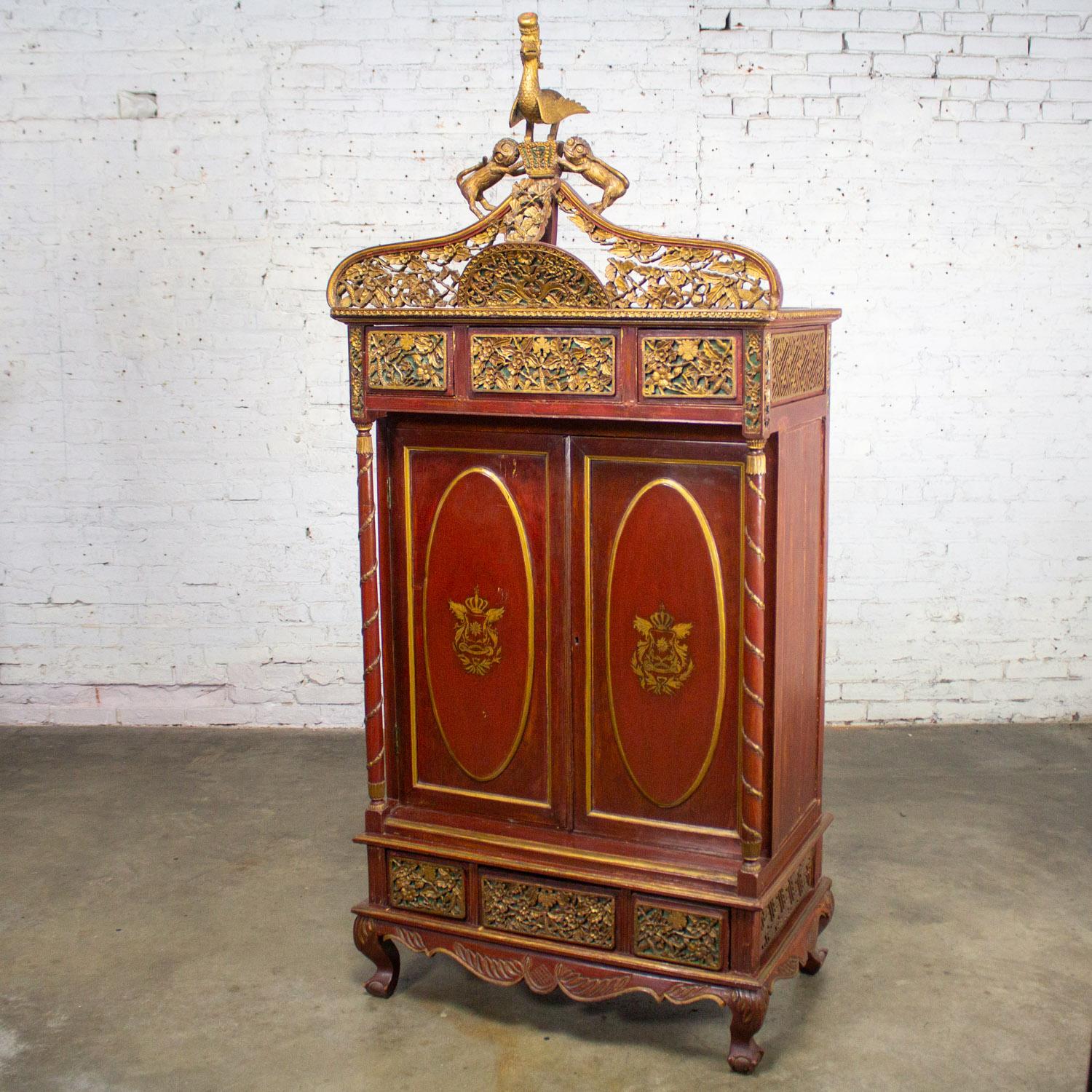 Antiguo baúl de boda imperial indonesio Maduran o Jodang para novio Indonesio en venta