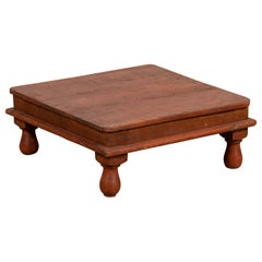 Antique Indonesian Natural Wood Low Game Table with Pear Shaped Feet