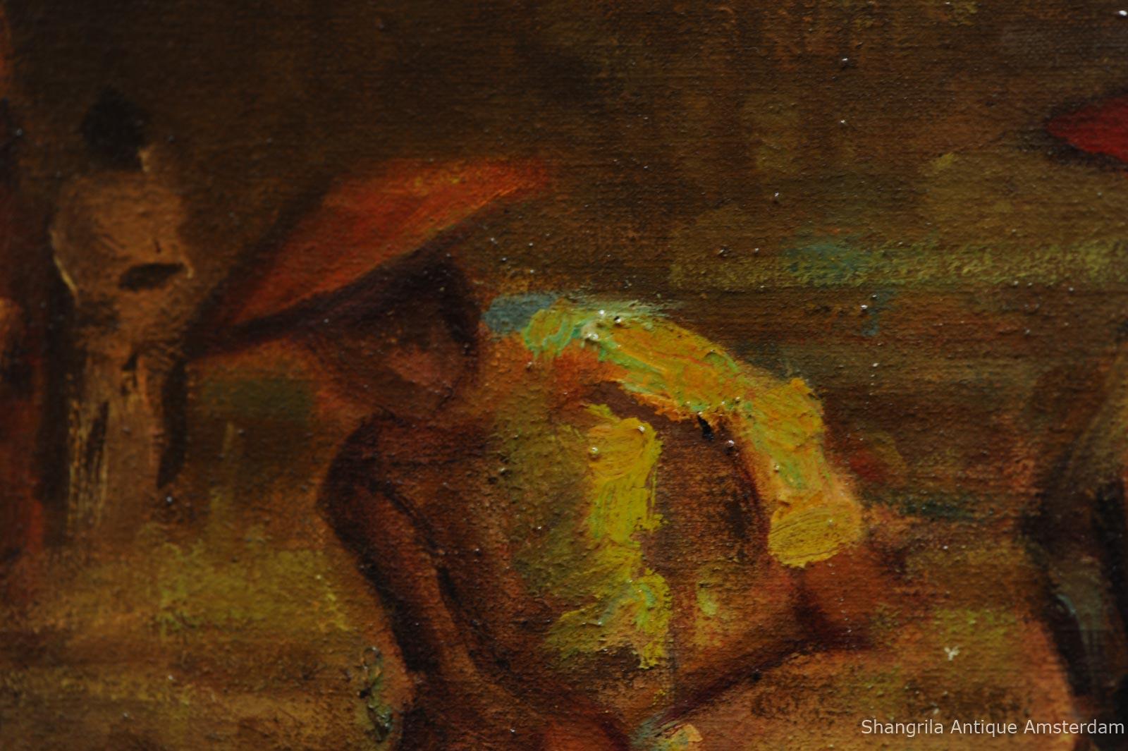 Antique Indonesian Painting Working on the Paddy Field Bandung, 1931 For Sale 8