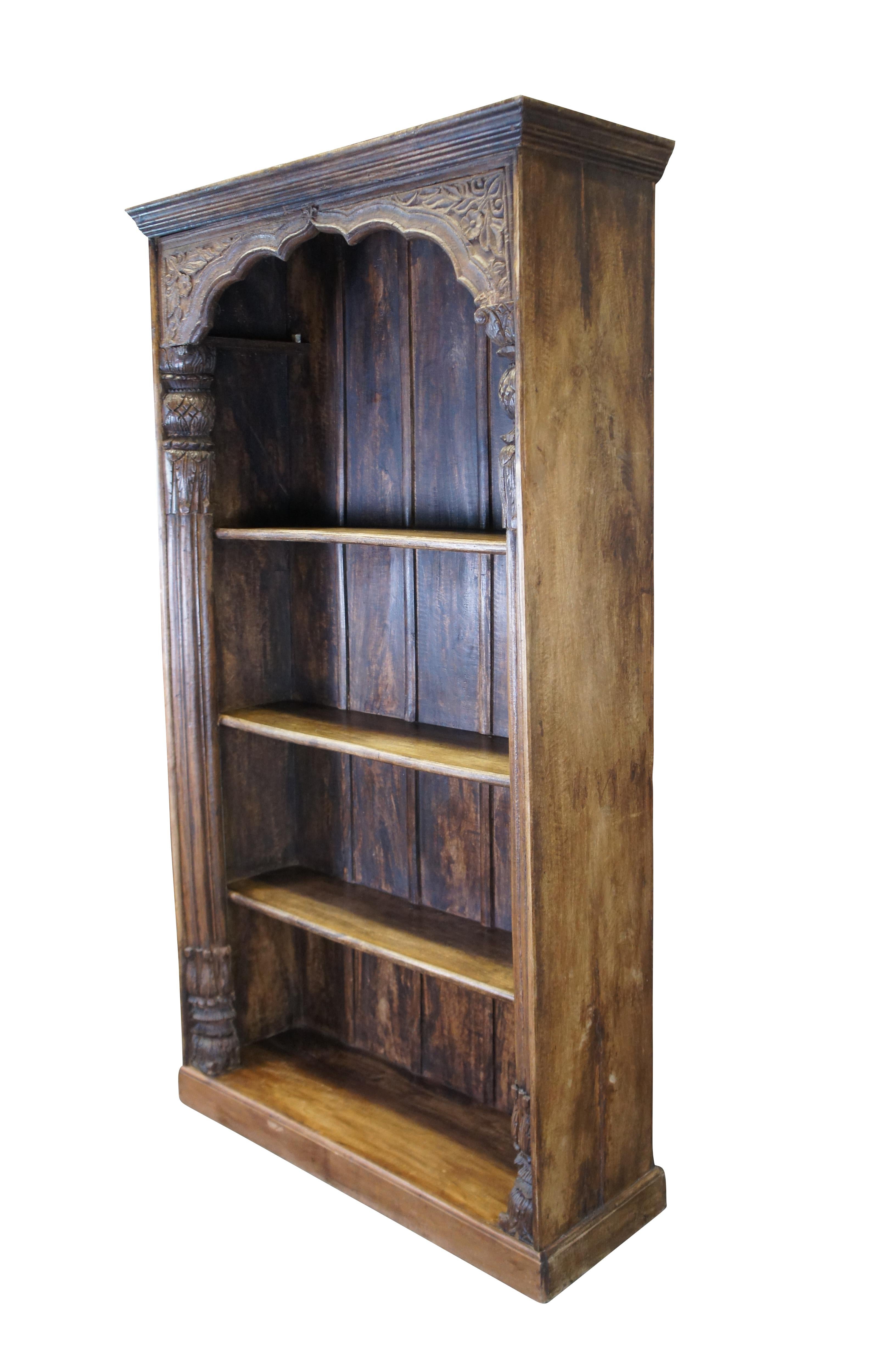 Anglo-Indian Antique Indonesian Reclaimed Teak Library Shelf Bookcase Doorway Temple 82