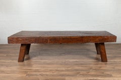 Antique Indonesian Rustic Coffee Table Made from a Tree with Honeycomb Design