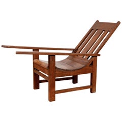 Vintage Indonesian Teak Plantation Lounge Chair from Madura with Slanted Back