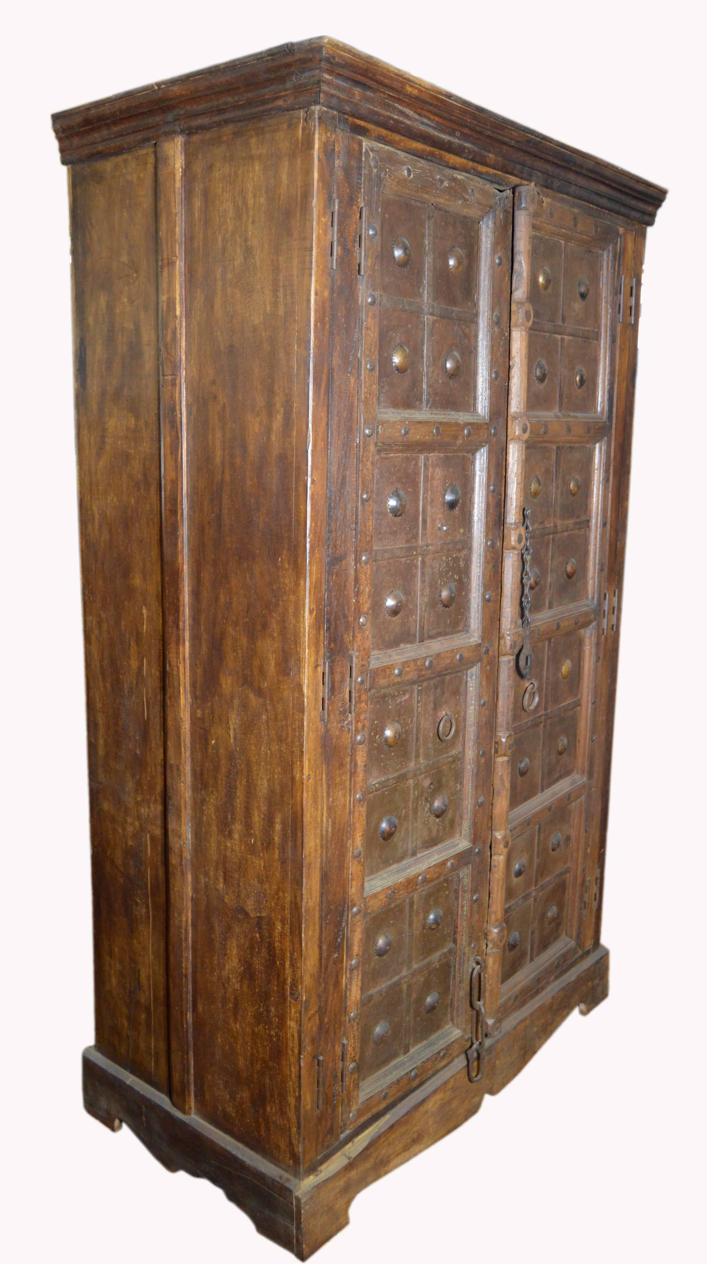 Antique Indonesian Wood and Brass Armoire 1