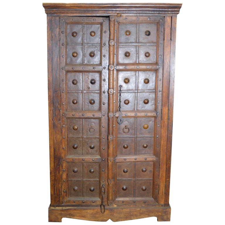 Antique Indonesian Wood and Brass Armoire at 1stDibs | indonesian armoire, indonesian  wardrobe