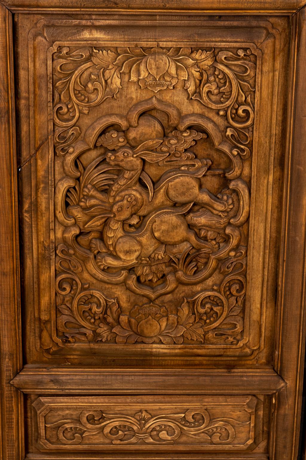 Antique Indonesian Wood Carved Panel Screens For Sale 4