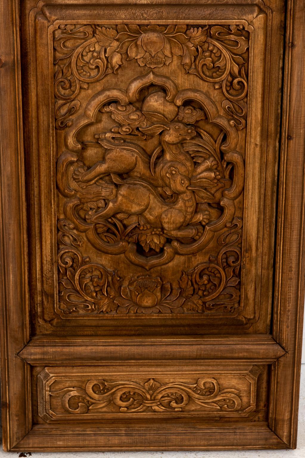 Antique Indonesian Wood Carved Panel Screens For Sale 2