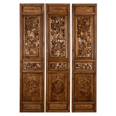 Antique Indonesian Wood Carved Panel Screens