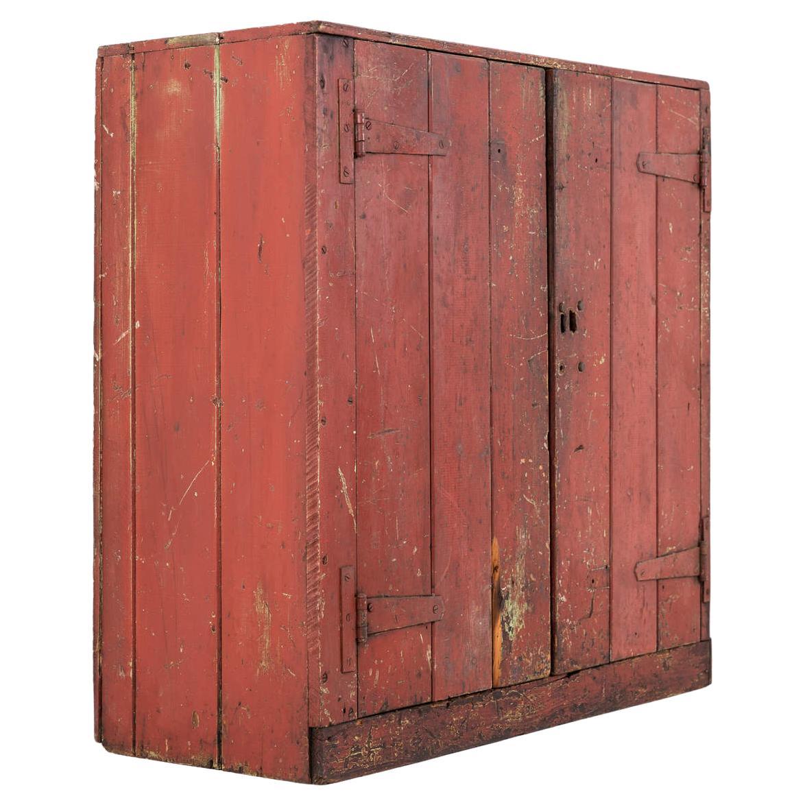 Antique Industrial 19th Century Welsh Wooden Two Door Painted Cupboard C.1880