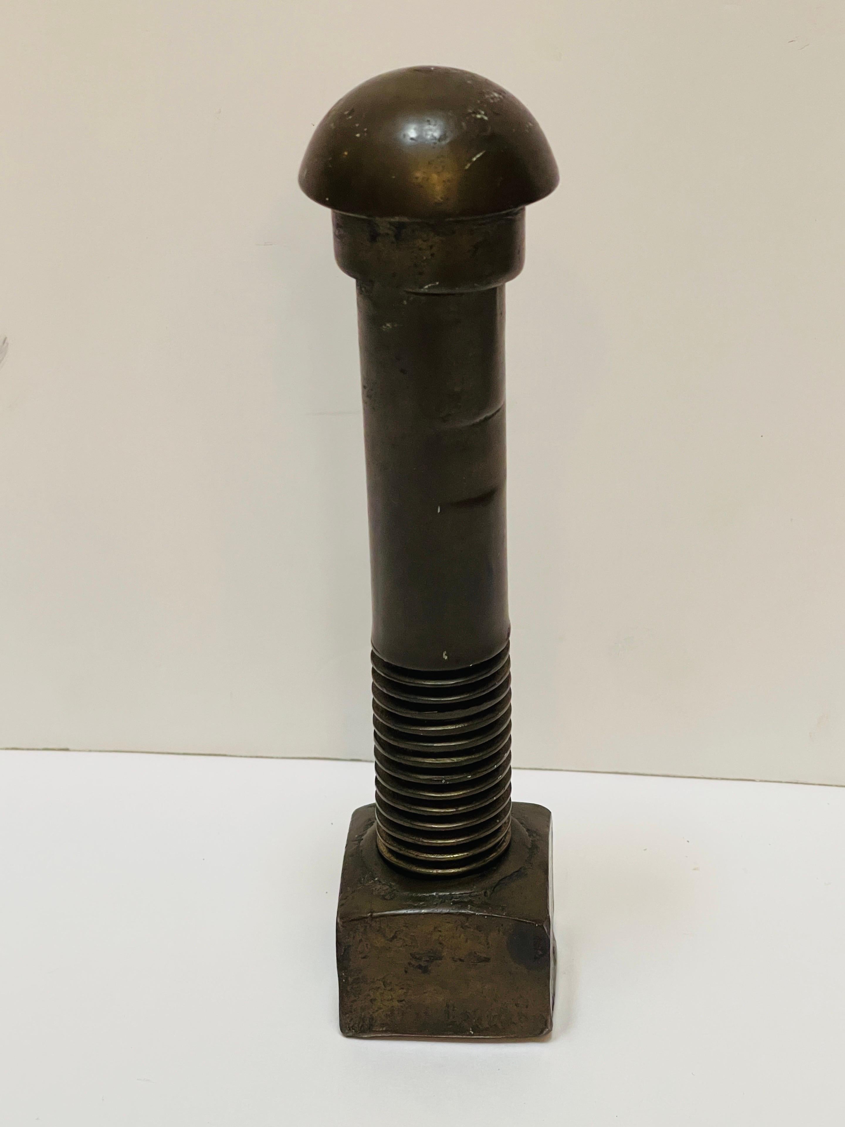 Antique Industrial 8- Inch Cast Bronze Bolt with Nut from Brooklyn Bridge*
USA, Circa 1880-1883

Beautifully made and cast, *the provenance is by repute was a leftover carriage bolt from the initial construction of the Brooklyn Bridge in 1883.