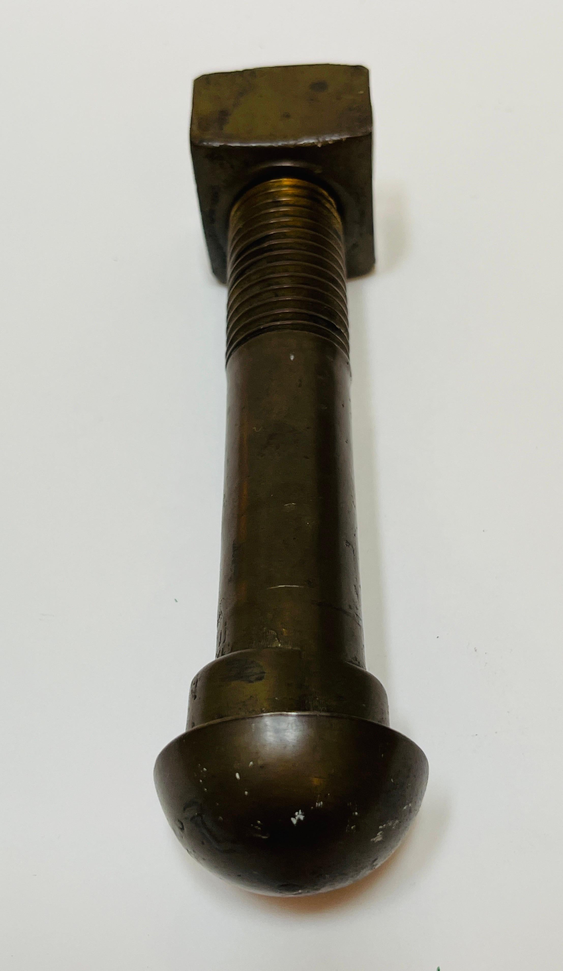 Antique Industrial Cast Bronze Bolt with Nut from Brooklyn Bridge* In Good Condition For Sale In West Palm Beach, FL