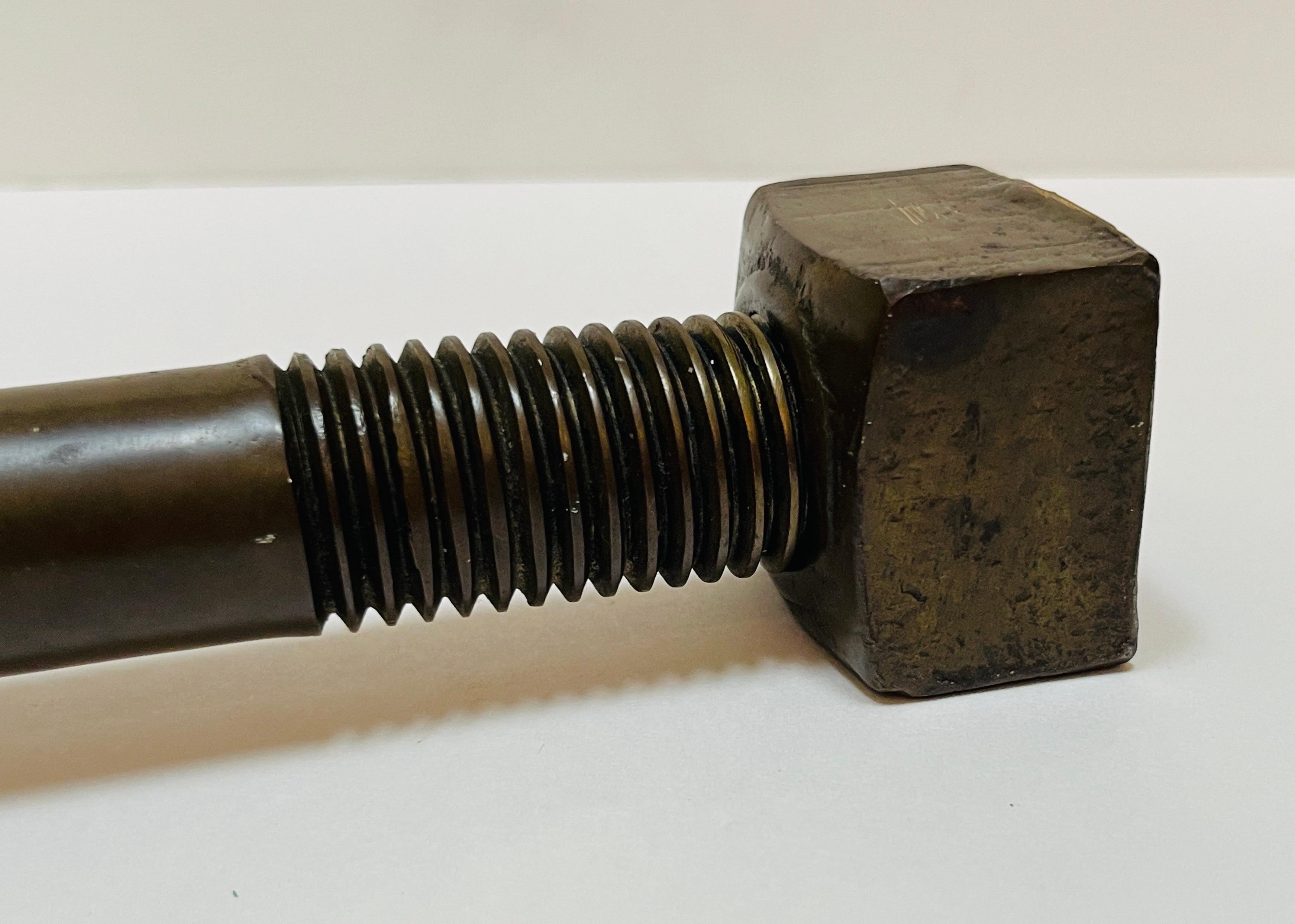 19th Century Antique Industrial Cast Bronze Bolt with Nut from Brooklyn Bridge* For Sale