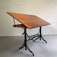 Antique Industrial Adjustable Drafting Table by J.G. & J.N. Alexander