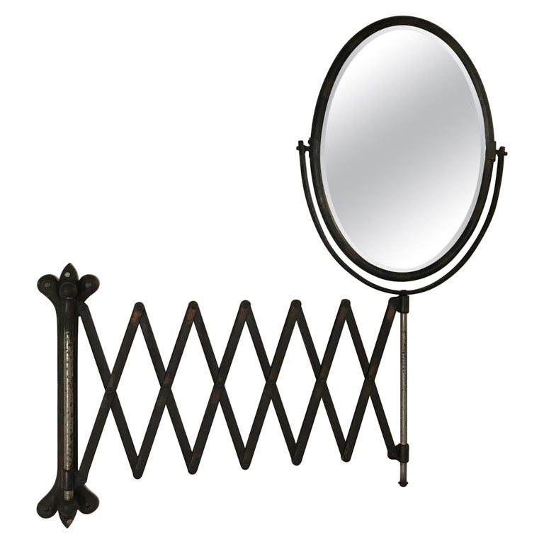 Antique Industrial Age Oval Bronze Toned Scissor Accordion Wall Mount