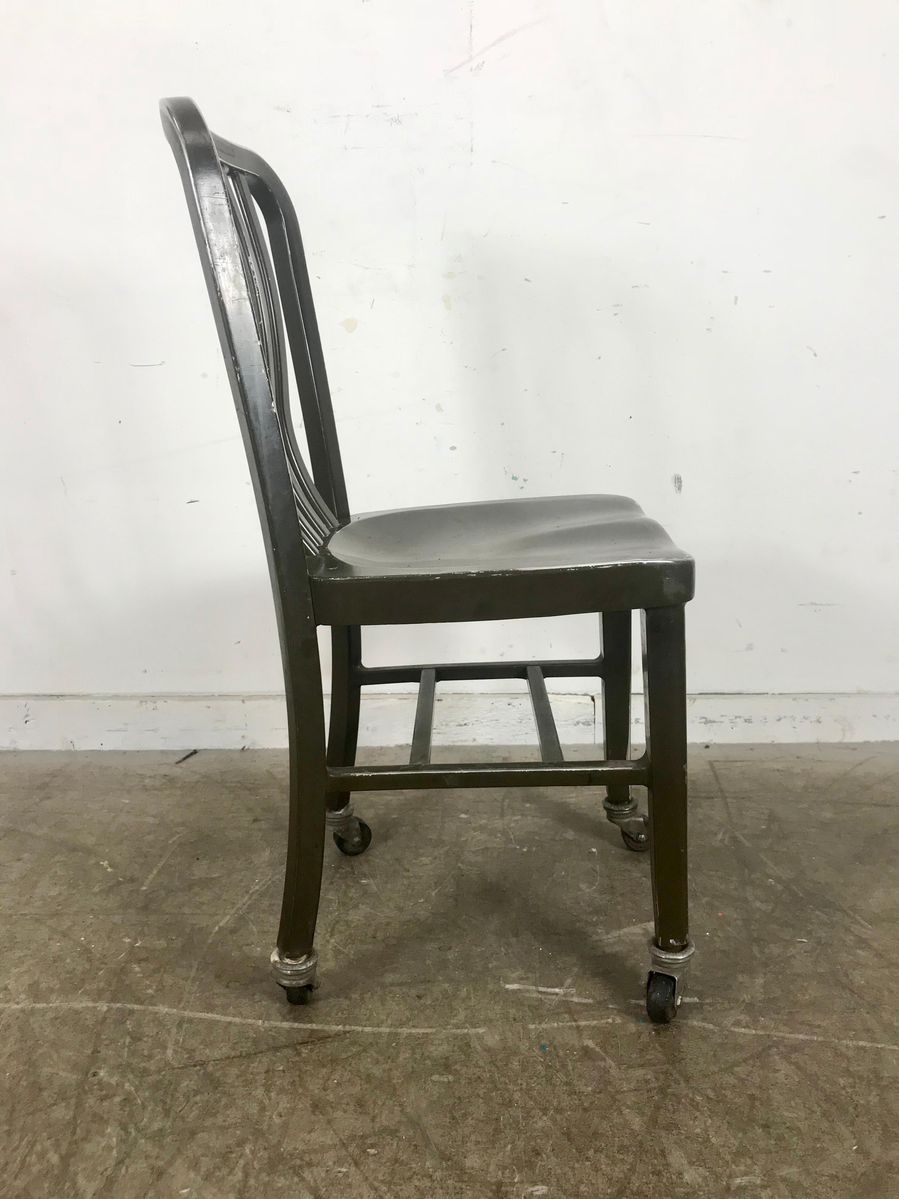 American Antique Industrial Aluminum Rolling Desk Chair by General Fireproofing Co. For Sale