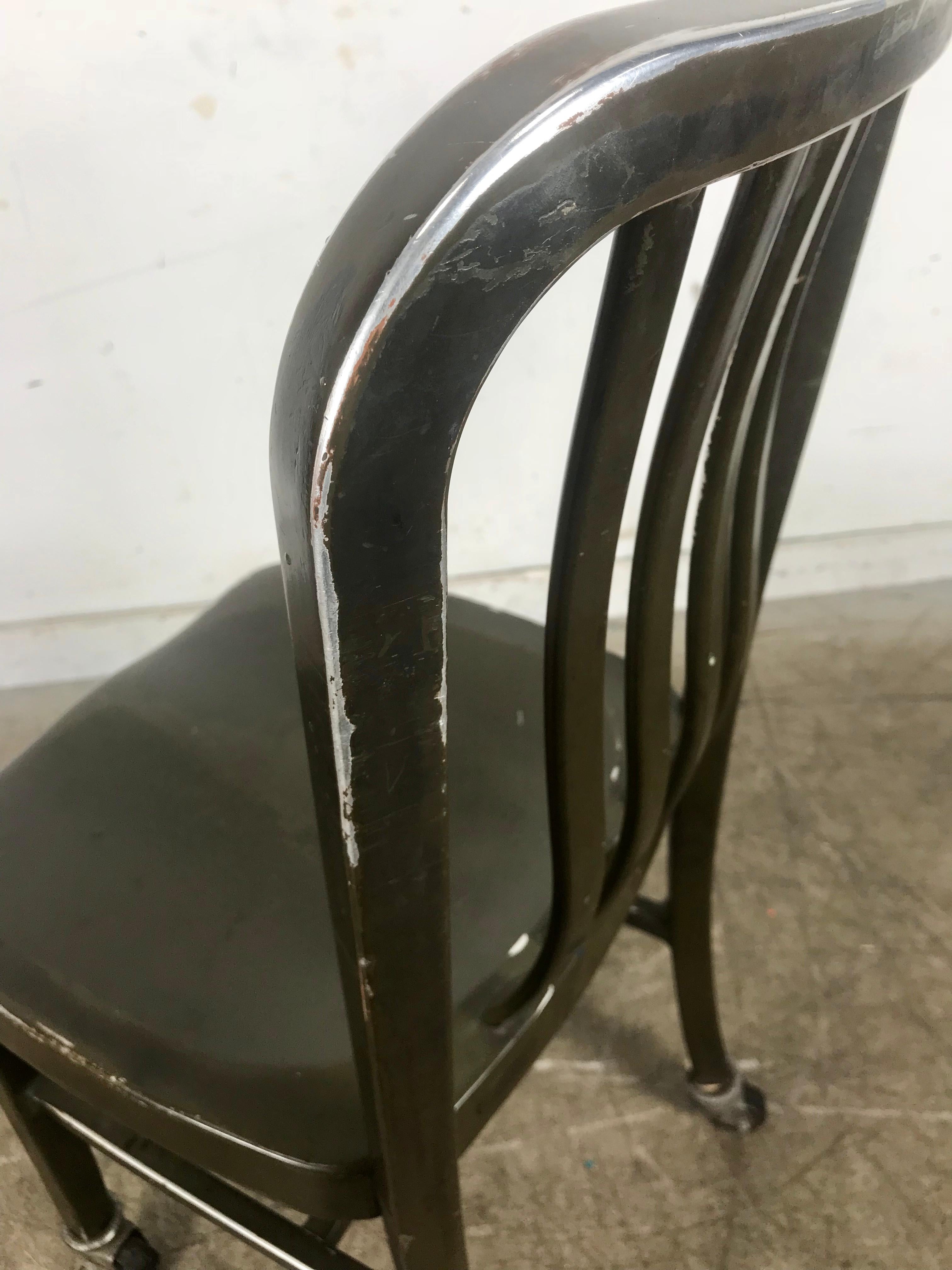 Antique Industrial Aluminum Rolling Desk Chair by General Fireproofing Co. For Sale 1