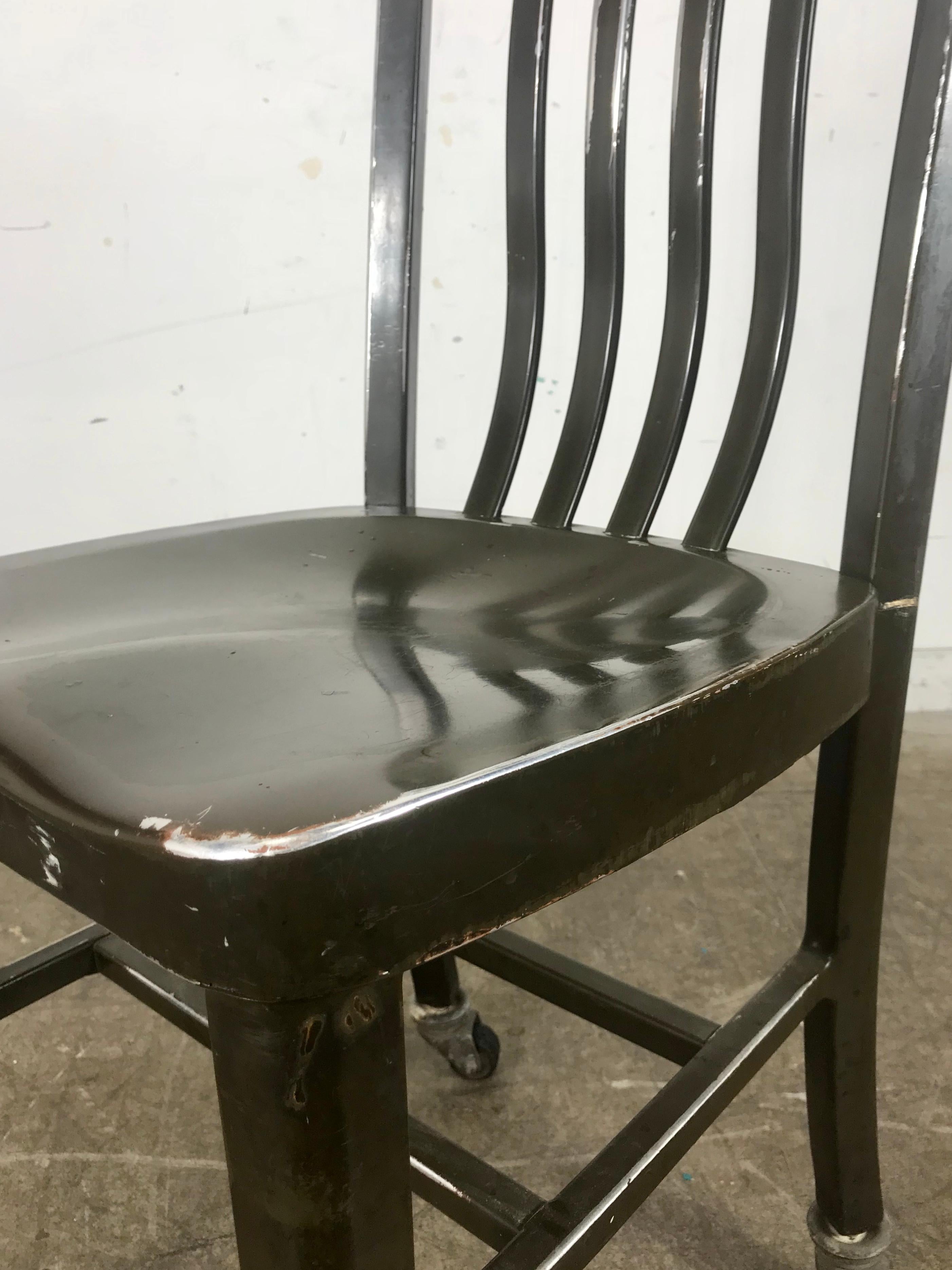 Antique Industrial Aluminum Rolling Desk Chair by General Fireproofing Co. For Sale 2
