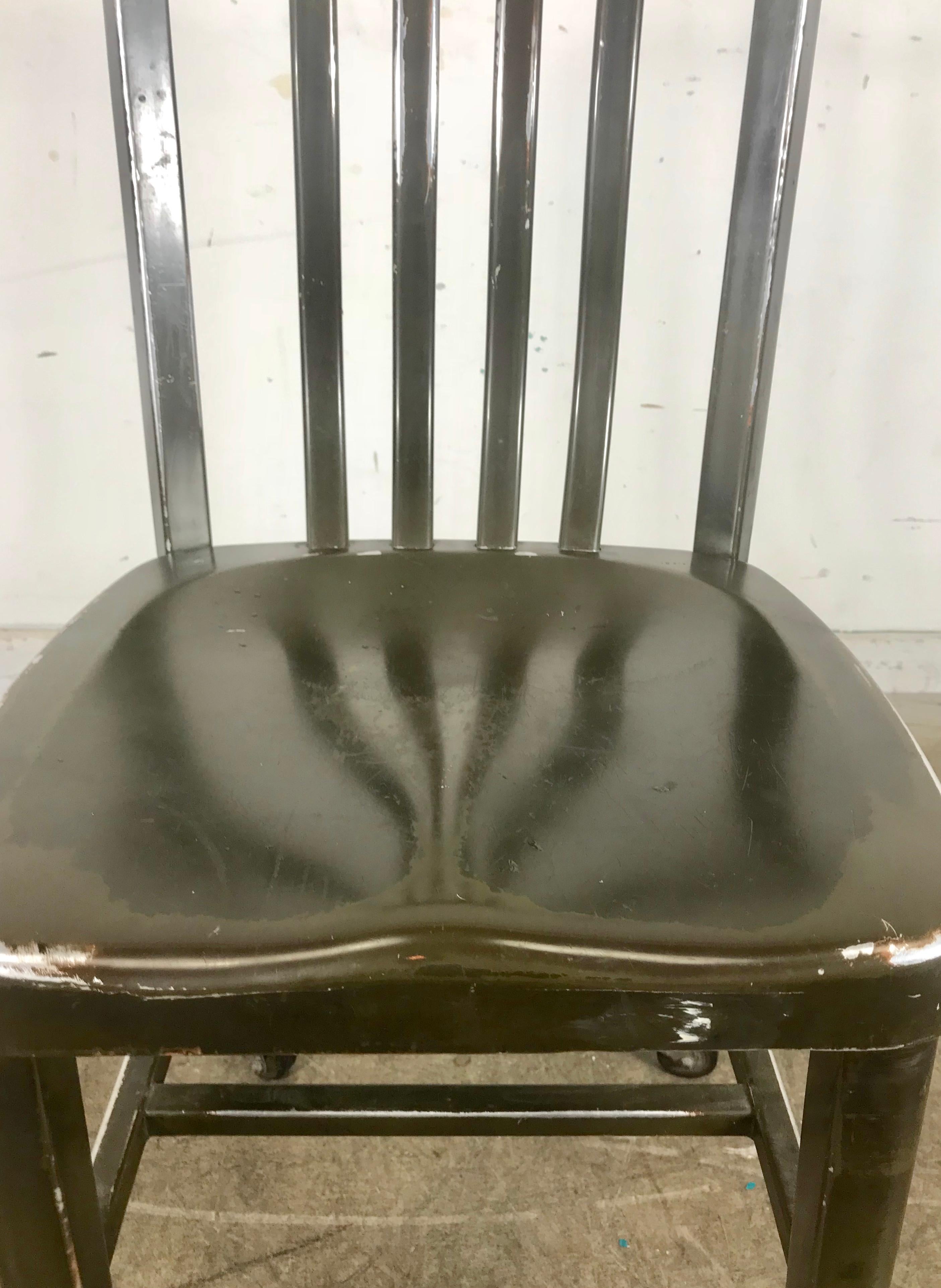 Antique Industrial Aluminum Rolling Desk Chair by General Fireproofing Co. For Sale 3