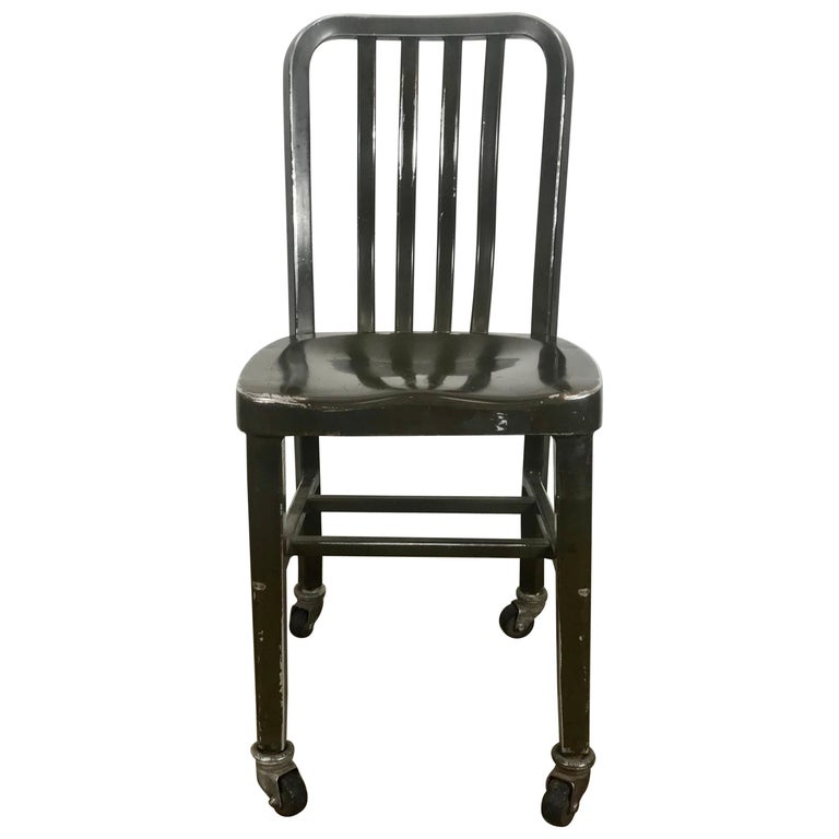 Antique Industrial Aluminum Rolling Desk Chair by General Fireproofing Co.  For Sale at 1stDibs