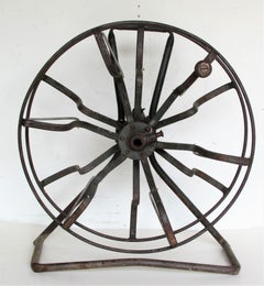Antique Industrial Americana Iron Fire Hose Reel