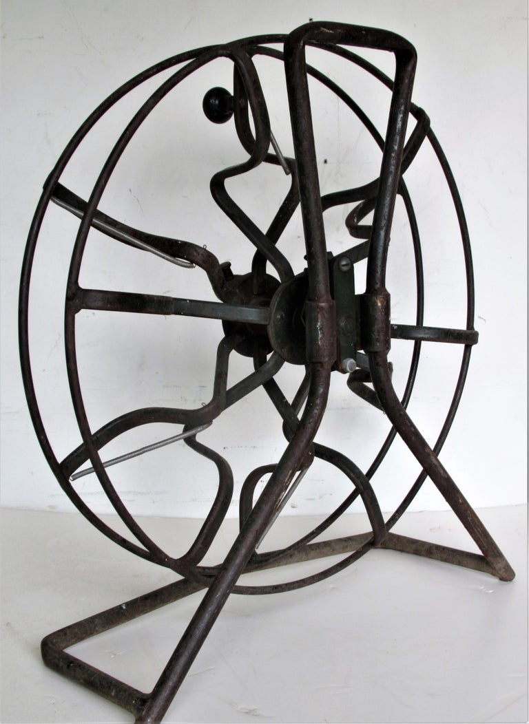 Antique Industrial Americana Iron Fire Hose Reel at 1stDibs