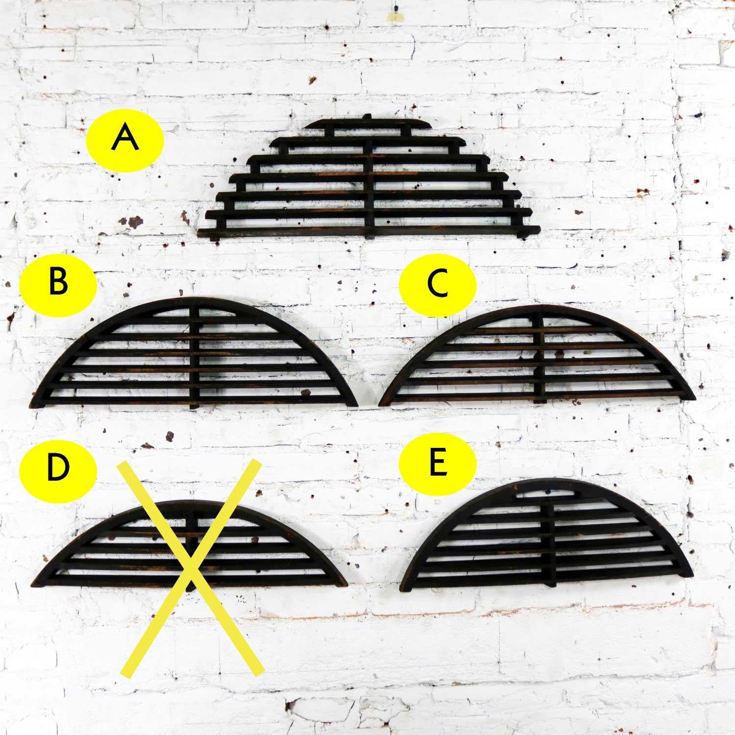 Incredible arched antique handmade wood industrial foundry patterns. These were created to make the sand cast molds for casting iron sewage grates. There are five patterns in this group, but we have priced them separately. We will sell one through