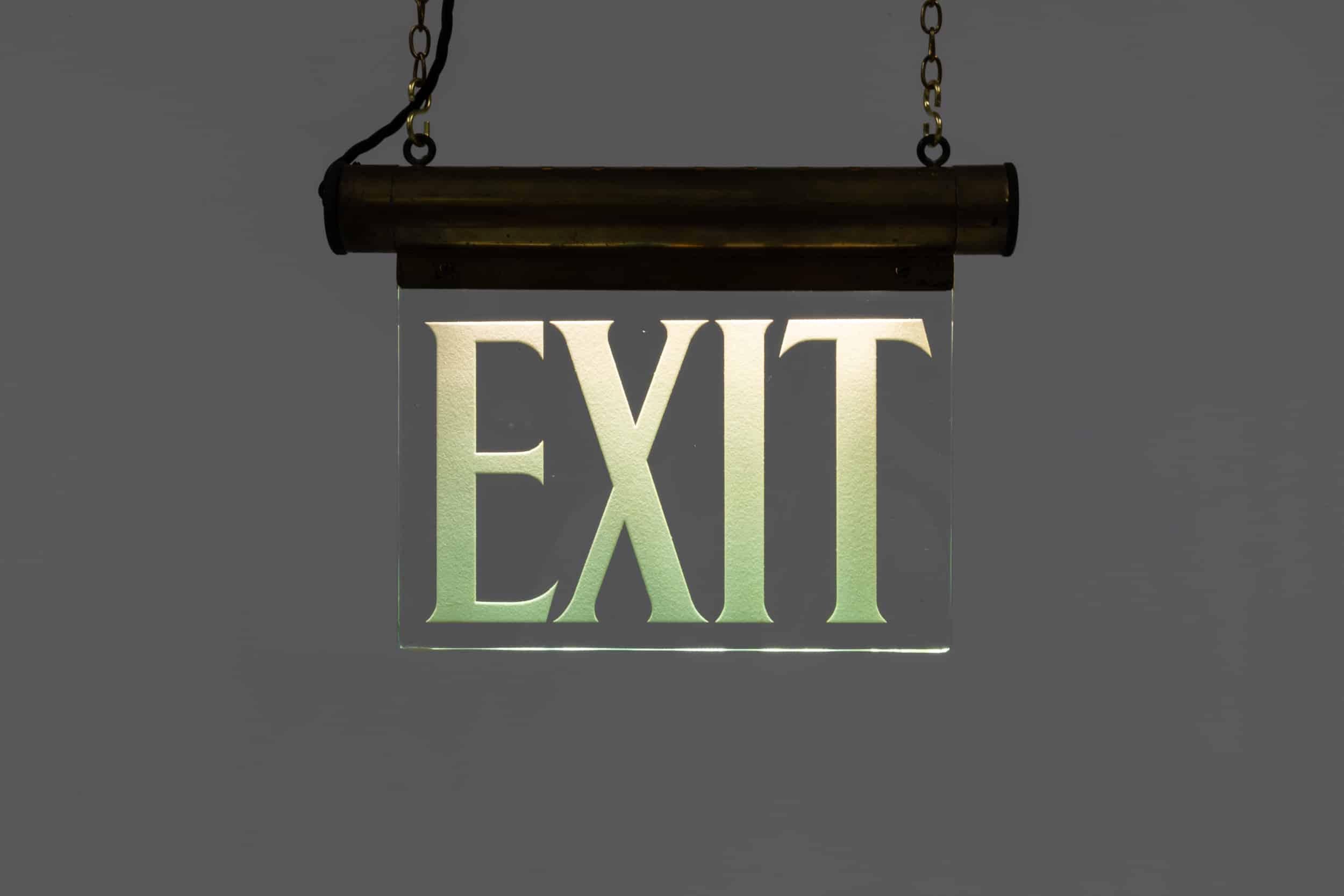 Antique Industrial Art Deco Brass Internalite 'Exit' Illuminated Sign. C.1920 2
