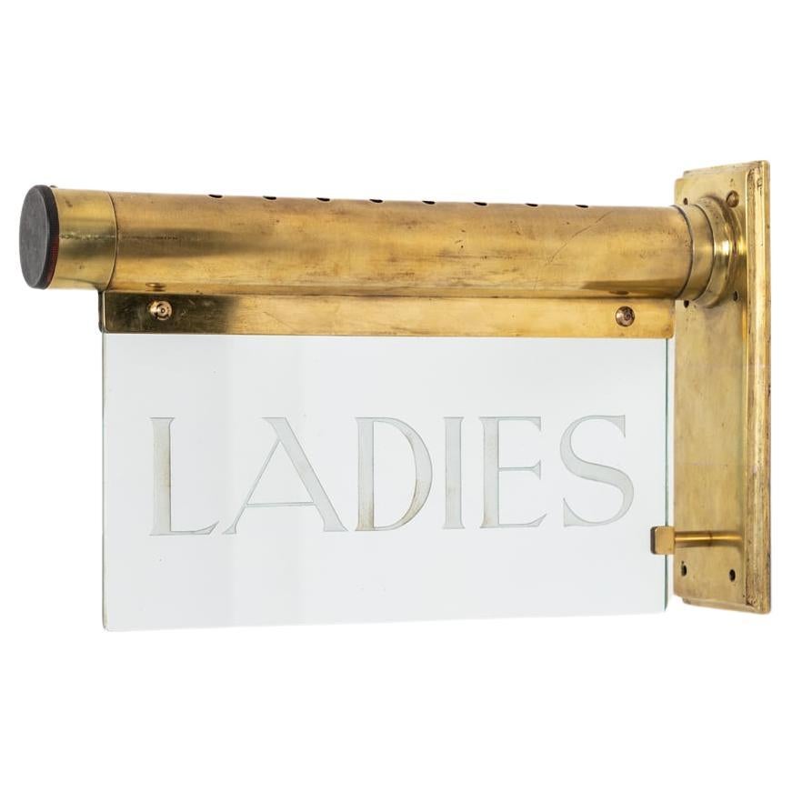 Antique Industrial Art Deco Brass Internalite Ladies Illuminated Sign, c1920 For Sale