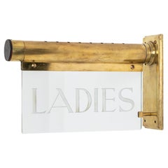 Antique Industrial Art Deco Brass Internalite Ladies Illuminated Sign, c1920