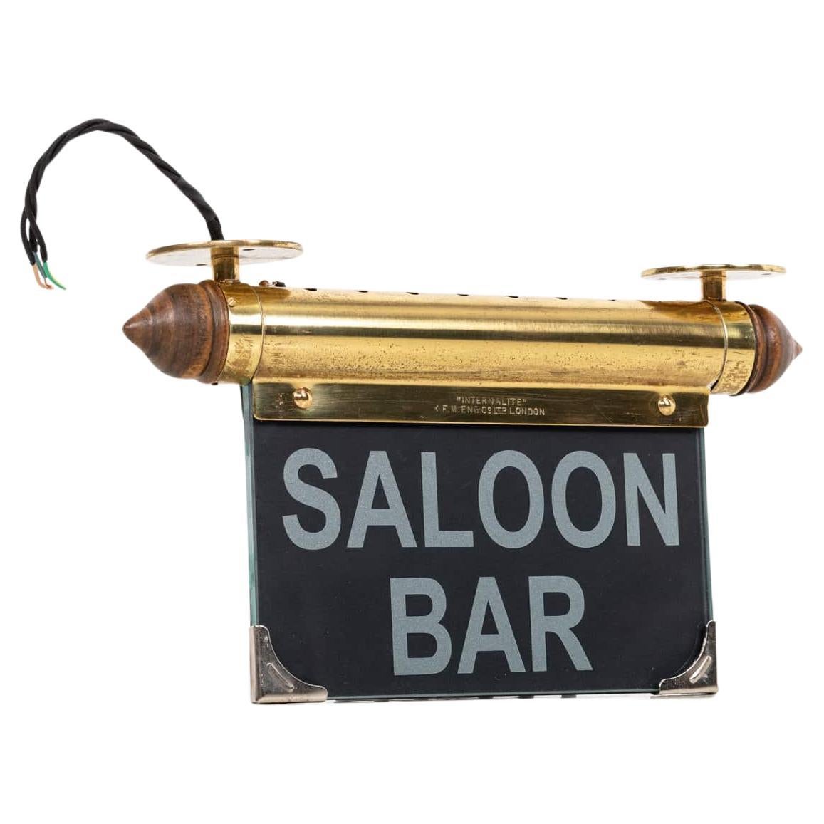 Antique Industrial Art Deco Brass Internalite Saloon Bar Illuminated Sign, c1920