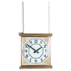 Antique Industrial Art Deco Brass Internalite 'Smiths' Illuminated Clock, C.1930