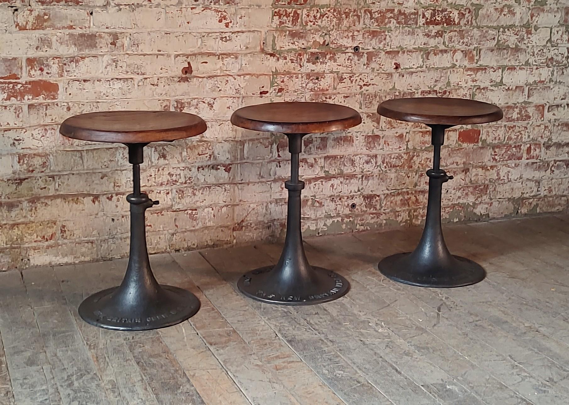 Antique Industrial Backless Dining Stools In Good Condition For Sale In Oakville, CT