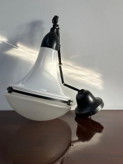 Antique Industrial Bauhaus Peter Behrens Opaline Luzette Ceiling Pendant Light
