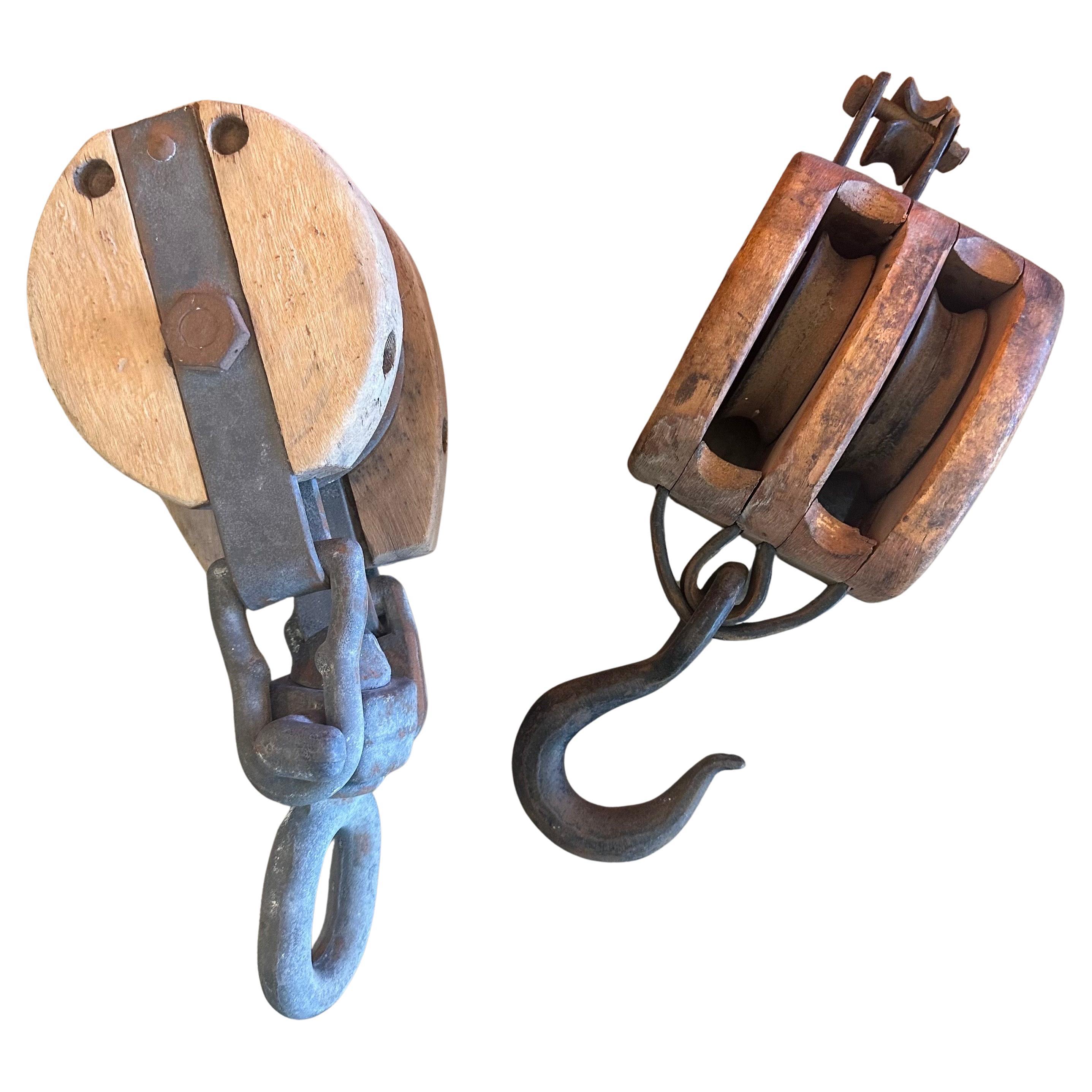 Antique Industrial Block and Tackle Pulley / Hook by Madesco Products For Sale 12