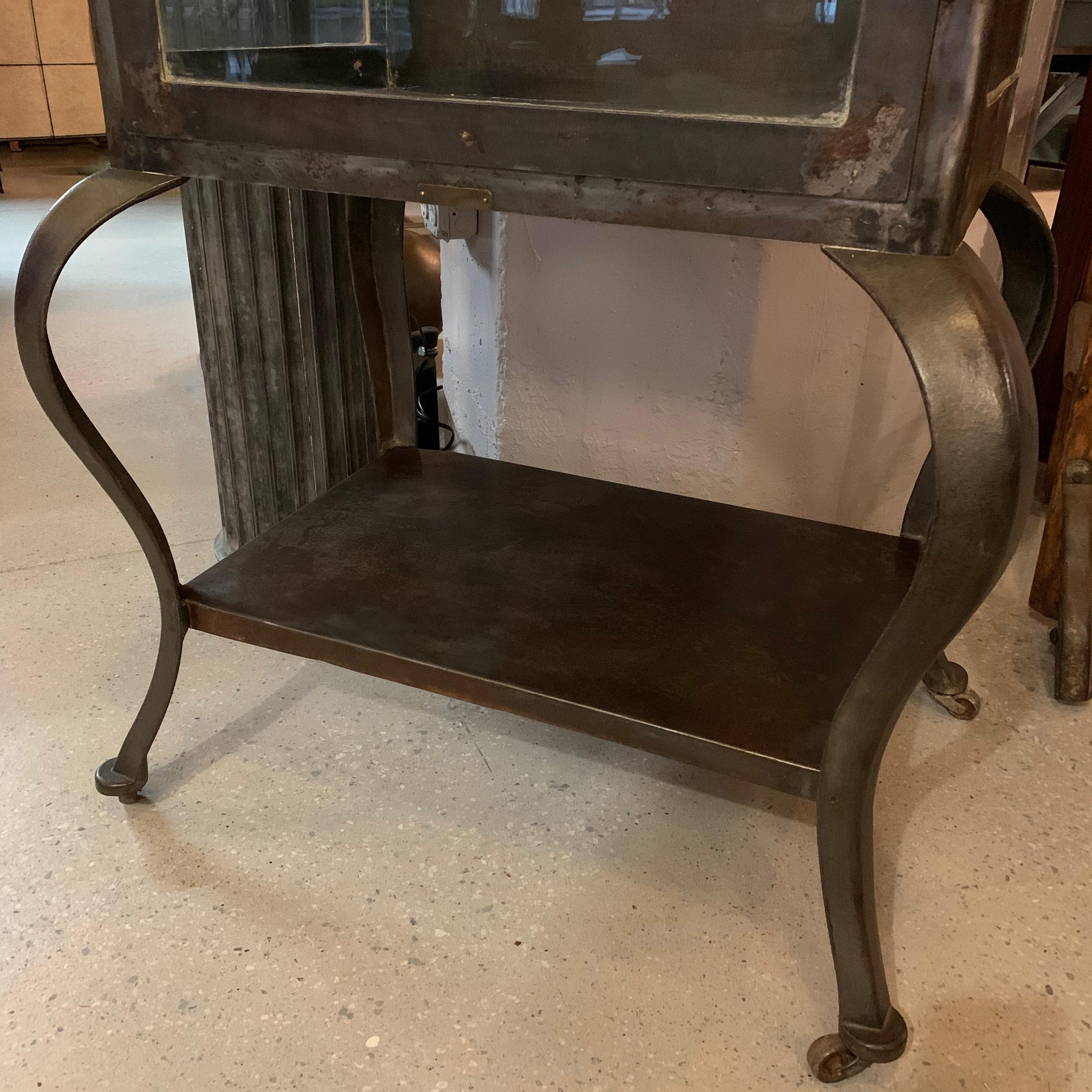 Antique Industrial Brushed Steel Apothecary Display Cabinet 2