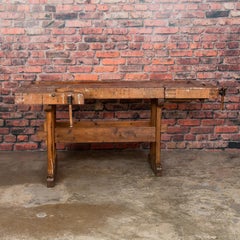 Antique Industrial Carpenter's Workbench / Console Table