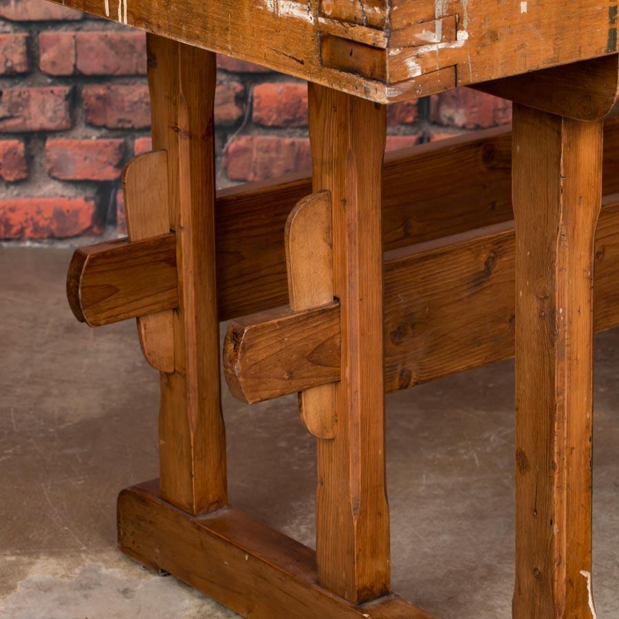 Wood Antique Industrial Carpenter's Workbench / Console Table